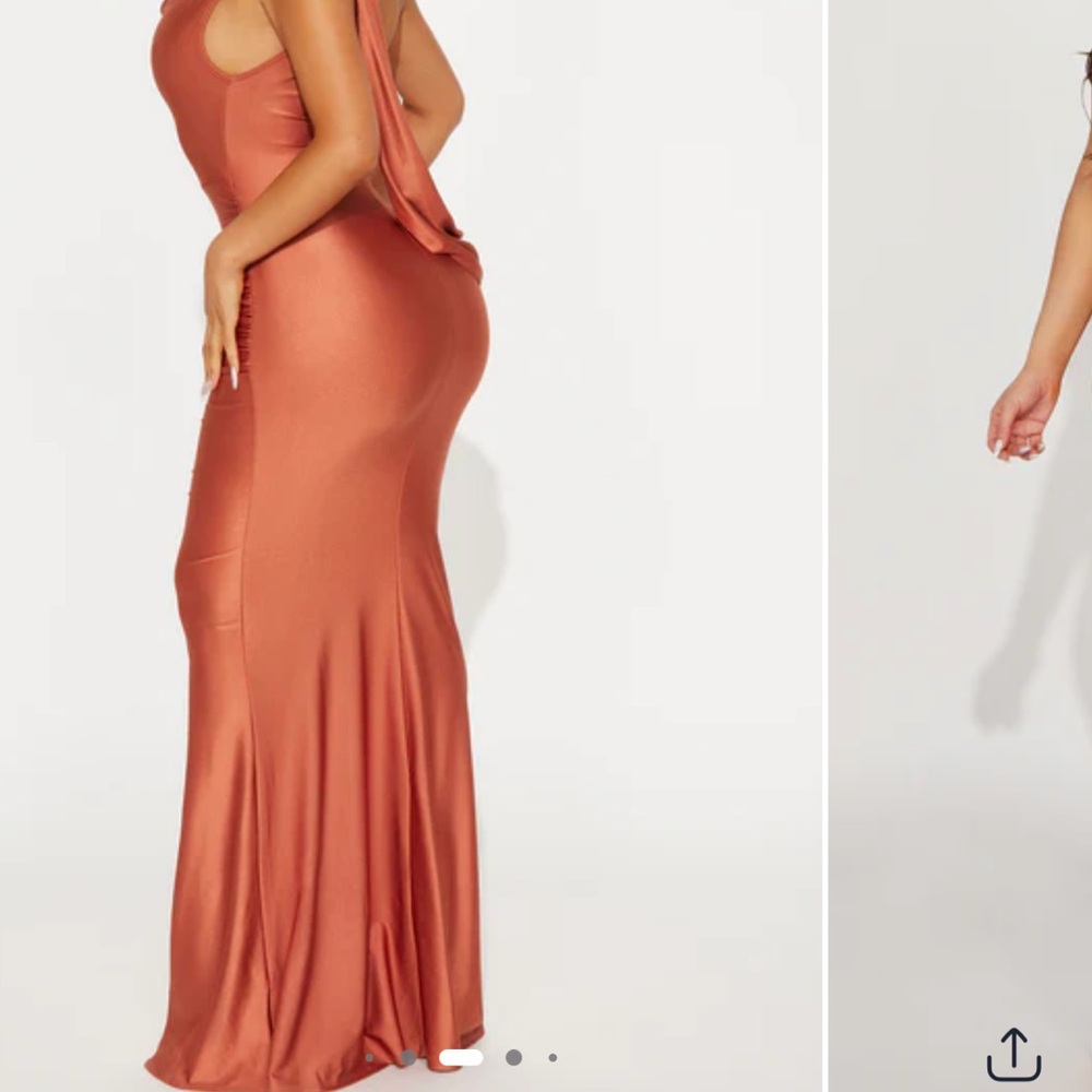 Elegant Rust Satin Gown - Picture 2 of 3